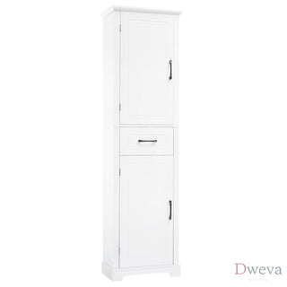 Tall Bathroom Storage Cabinet, Freestanding Storage Cabinet with Two Doors and Adjustable Shelves, Door Shelve Design, MDF Board with Painted Finish, White Dweva