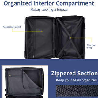 Hardshell Luggage Sets 6 Piece Suitcase Set, Expandable Lightweight Suitcases with Dual Wheels, TSA Lock for Men Women, Blue Dweva