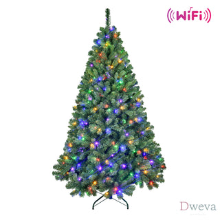 6FT PVC Christmas Tree with 280 WiFi Music Sync LED Lights – App Control, 917 Tips, Hinged Branches, Dual-Color Effects, Metal Stand Dweva