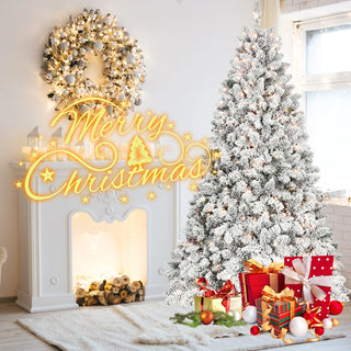 7FT Flocked Christmas Tree with 500 UL Lights and 45 Natural Pine Cones – Snowy PVC Tips, 1124 Tips, Hinged Structure, Stable Metal Stand, Easy Setup Dweva