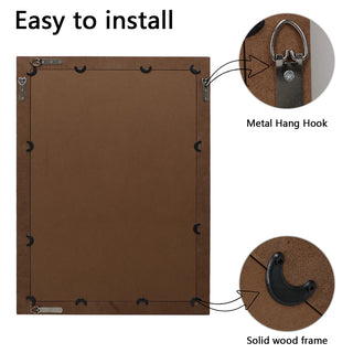 22x30 Inches Wood Framed Mirrors for Bathroom,Wooden Frame Wall Mirror Farmhouse Wall Mounted Rectangle Mirror for Vanity (Horizontal/Vertical) with beading Dweva