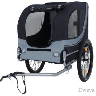 Large Folding Bike Trailer for Dogs – 66LB Capacity All-Terrain Pet Carrier, Durable Steel Frame for Cycling, Jogging, Camping & Outdoor Adventures, Black- Gray Dweva
