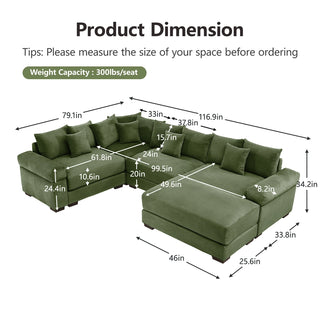 Velora Cloud Modular Sofa - Green