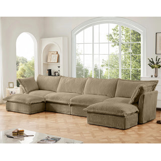 Slipcovered Fluffy Sofa - 4 Seat with 2 Ottoman Dweva