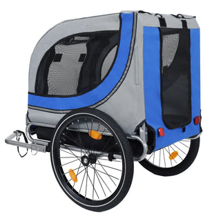 Large Folding Bike Trailer for Dogs – 66LB Capacity All-Terrain Pet Carrier, Durable Steel Frame for Cycling, Jogging, Camping & Outdoor Adventures, Gray- Blue Dweva