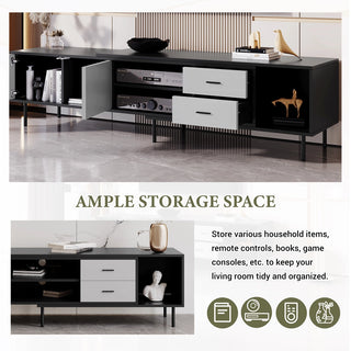 Modern TV Stand for 80'' TV with 2 Doors, Media Console Table, Entertainment Center with Large Storage Cabinet for Living Room, Bedroom