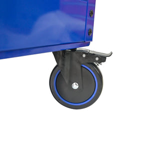 3 DRAWERS MULTIFUNCTIONAL TOOL CART WITH WHEELS AND WOODEN TOP-Blue Dweva