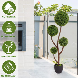 4FT Tall Artificial Boxwood Topiary Tree Large Faux Green Plant in Pot for Indoor Outdoor Home Office Porch Decor, 1pc/set Dweva