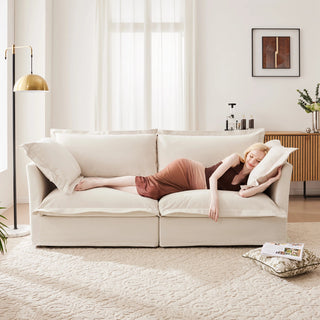 Slipcovered Fluffy Sofa - 2 Seat Dweva