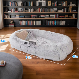 Human Dog Bed, Washable Faux Fur Dog Bed for People Doze Off, Napping Orthopedic Dog Bed,71''x45''x14'' Size Fits You and Pets (Grey) Dweva