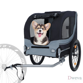 Large Folding Bike Trailer for Dogs – 66LB Capacity All-Terrain Pet Carrier, Durable Steel Frame for Cycling, Jogging, Camping & Outdoor Adventures, Black- Gray Dweva