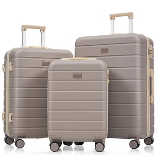 Premium ABS Travel Luggage Set , 3-Piece TSA Lock Suitcase Ensemble with 20, 24, and 28 Inch Sizes with 360° Spinner Wheels, rosybrown Dweva