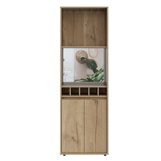 Redding Bar Cabinet, One Cabinet, Interior Shelves, Five Bottle Cubbies, Two Shelves Dweva