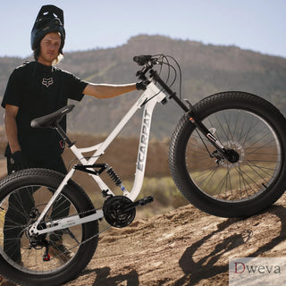 A26309 26 inch Mountain Bike,Full-Suspension 21 Speeds Drivetrain with Disc-Brake MTB Bicycle, 26*4" Fat tire Bike for Men Dweva
