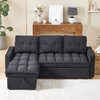 MH 78.75" Reclining Sofa, Pull-Out Sofa Bed with USB and tape-c charging ports, L-Shaped Sectional Sofa with Reclining Storage and Arm Side Organizer Pocket Features, Living Room Comfort Sofa Dweva