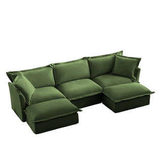 Slipcovered Fluffy Sofa - 3 Seat with 2 Ottoman Dweva
