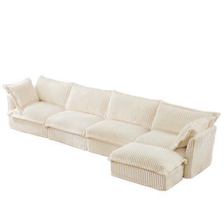 Slipcovered Fluffy Sofa - 4 Seat with Ottoman Dweva