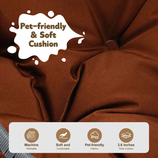 Cat Swing Bed with Stand & Cushion, Cat Egg Chair with Rattan Wicker Appearance, Indoor Hanging Swinging Cat Bed for Cats, Small Dogs, and Small Animals,Brown Dweva