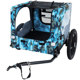 Outdoor Heavy Duty Collapsible Pet Bike Trailer with 16-Inch All-Terrain Wheels & Universal Hitch – Foldable Dog/Cargo Carrier Cart for Bicycles, blue, grey Dweva