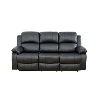 Black Semi PU And PVC 3 Seat Sofa Living Room Sofa