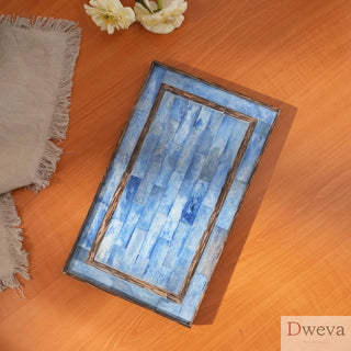 Ribaldi Handmade Bone Inlaid Wooden Tray/Décor & Serving Tray - 12X7.25X0.8" Dweva