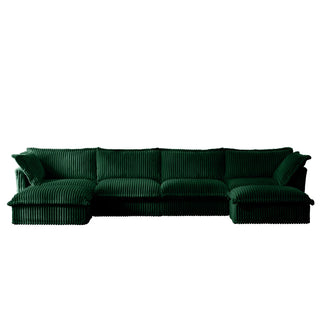 Slipcovered Fluffy Sofa - 4 Seat with 2 Ottoman Dweva