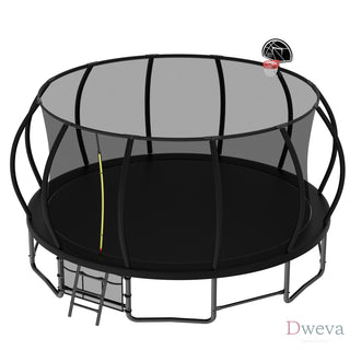 16FT Outdoor Trampoline for Kids and Adults, Pumpkin Trampolines with Curved Poles Heavy Duty Trampoline Anti-Rust Coating ASTM Approval Dweva