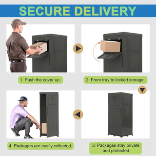 Package Delivery Box for Outside, Large Parcel Drop Box with Lockable Secure, Waterproof Resin Storage Anti-Theft Outdoor Package Delivery for Porch, Curbside, House Dweva