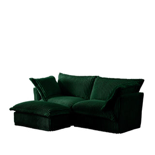 Slipcovered Fluffy Sofa - 2 Seat with Ottoman Dweva