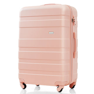 Luggage Sets New Model ABS Hardshell 3pcs Clearance Luggage Hardside Lightweight Durable Suitcase sets Spinner Wheels Suitcase with TSA Lock 20''24''28''( pink) Dweva