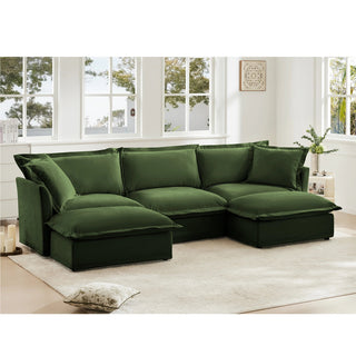 Slipcovered Fluffy Sofa - 3 Seat with 2 Ottoman Dweva