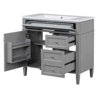 36'' Bathroom Vanity with Top Sink, Modern Bathroom Storage Cabinet with 2 Drawers and a Tip-out Drawer, Single Sink Bathroom Vanity Dweva