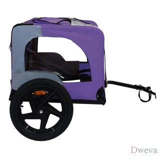 Outdoor Heavy Duty Collapsible Pet Bike Trailer with 16-Inch All-Terrain Wheels & Universal Hitch – Foldable Dog/Cargo Carrier Cart for Bicycles, purple Dweva