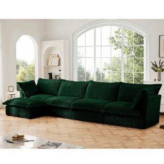 Slipcovered Fluffy Sofa - 4 Seat with Ottoman Dweva