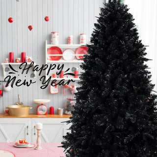 4ft Black Christmas Tree with 150 White LED Lights, 666 Tips PE+PVC Artificial Tree for Halloween & Holiday Decor, Hinged Structure with Stable Metal Stand Dweva