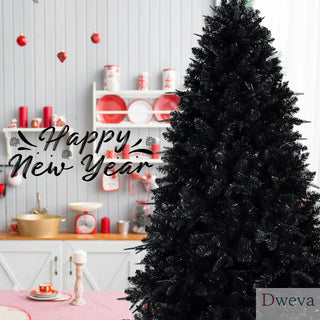 5ft Black Christmas Tree with 250 White LED Lights, 1076 Tips PE+PVC Artificial Tree for Halloween & Holiday Decor, Hinged Structure with Stable Metal Stand Dweva