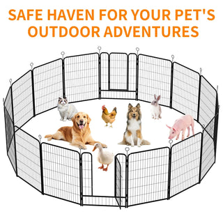 16 Panels Heavy Duty Metal Playpen with Self-Locking Gate, Extra Tall 40" Dog Fence Pet Exercise Pen for Outdoor and Indoor-Easy Setup Exercise Pen for Large Dogs Dweva