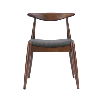Set of 2 Rubberwood Dining Chairs with Ergonomic Backrest & Comfort Cushions, Walnut+Charcoal (same sku: 59296.00F) Dweva