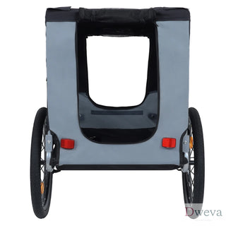 Large Folding Bike Trailer for Dogs – 66LB Capacity All-Terrain Pet Carrier, Durable Steel Frame for Cycling, Jogging, Camping & Outdoor Adventures, Black- Gray Dweva