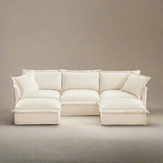 Slipcovered Fluffy Sofa - 3 Seat with 2 Ottoman Dweva