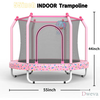 55-inch Trampoline for Kids Indoor & Outdoor Small Toddler Trampoline with Basketball Hoop Dweva