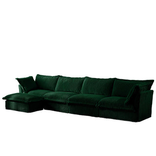 Slipcovered Fluffy Sofa - 4 Seat with Ottoman Dweva