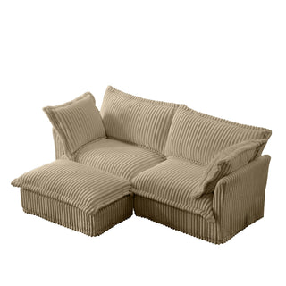 Slipcovered Fluffy Sofa - 2 Seat with Ottoman Dweva