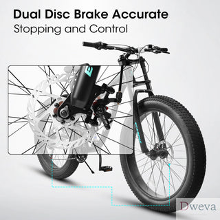 A26309 26 inch Mountain Bike,Full-Suspension 21 Speeds Drivetrain with Disc-Brake MTB Bicycle, 26*4" Fat tire Bike for Men Dweva
