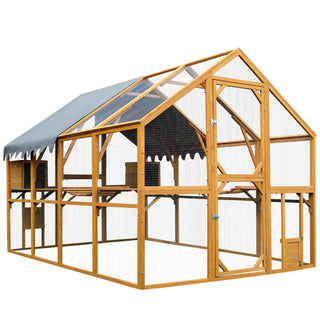 Outdoor Yellow Chicken Coop Enclosures 110" Large Kitten Playpen,Upgrade Waterproof Cover Dweva