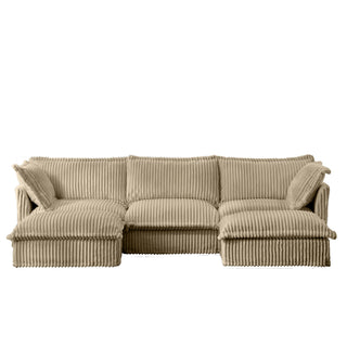 Slipcovered Fluffy Sofa - 3 Seat with 2 Ottoman Dweva