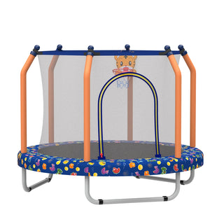 55-inch Trampoline for Kids Indoor & Outdoor Small Toddler Trampoline with Basketball Hoop Dweva