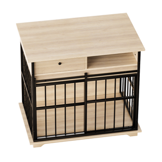 Dog Crate Furniture , Large Dog Cage Furniture with Tray for Medium Large Dogs, Wooden Dog Kennel Furniture Dweva