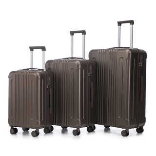 20"/24"/28" 3 pcs/set in ABS Spinner Wheel Luggage, Carry on Suitcase, Matching Color, TSA Combination Lock (Brown) Dweva