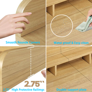 Washer Dryer Countertop with Non-slip Pads, Laundry Wood Shelf Topper with Edge, 54" Width x 27.5" Depth Double Layer Organizer for Washer and Dryer Laundry Hamper Counter Storage (NATURAL WOOD) Dweva